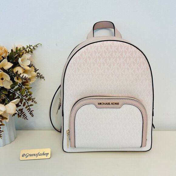 Michael Kors Jaycee Medium Ombré Signature Logo Backpack Powder Blush - Picture 1 of 9